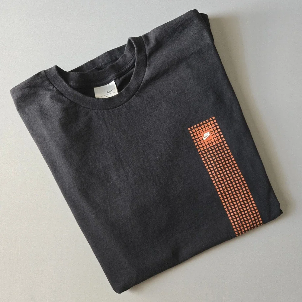 Nike Graphic‎ T Shirt Mens Large Black Orange Swoosh Just Do It Casual Tee